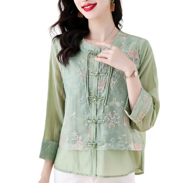 丝絮丝绸 新中式国风盘扣立领截短外套 女款