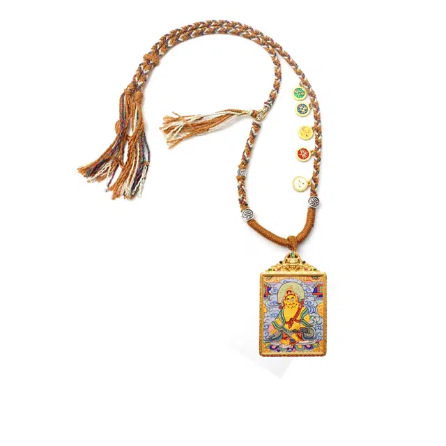 玉临门 【臻藏.文创】藏式 黄财神热贡手绘唐卡 平安招财 纳福 复古民族风编绳唐卡 合金 项链 男女同款情侣款