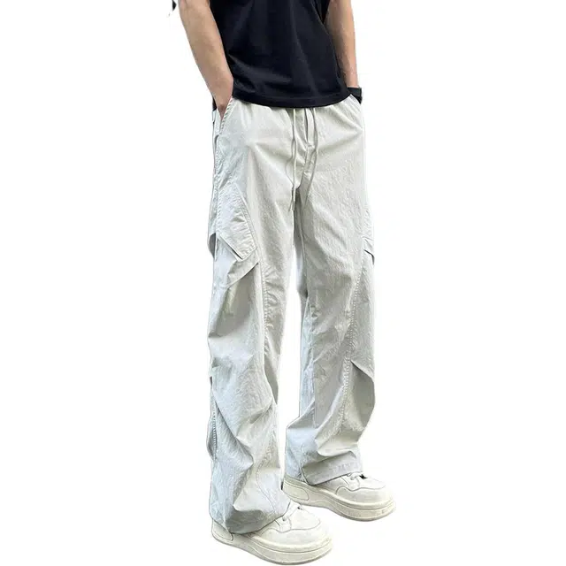 佑麟 美式复古速干工装伞兵裤夏季薄款冰丝裤子直筒长裤休闲裤 男女同款