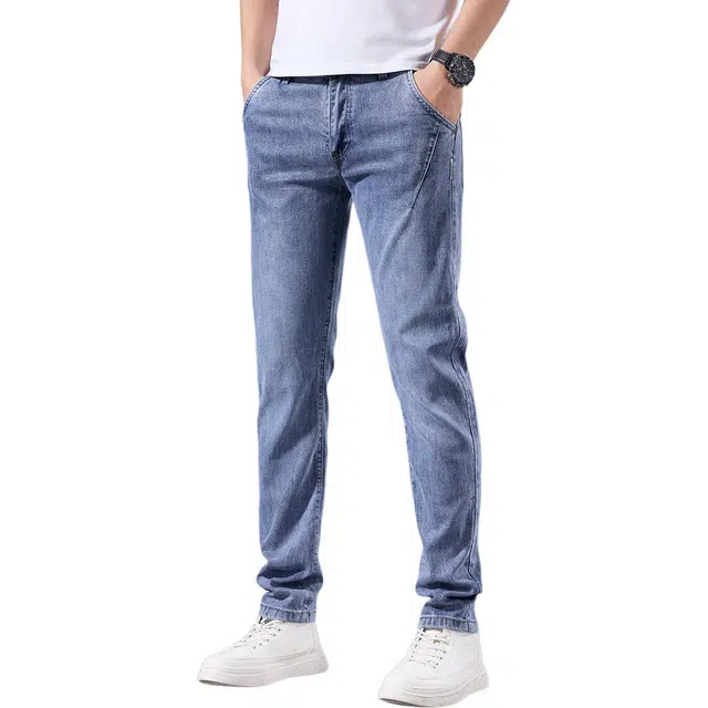 潮人榜 痞帅美式潮流高端潮牌修身小脚长裤子夏季薄款百搭牛仔裤 男款