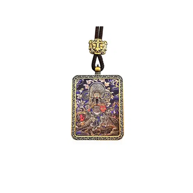 重庆金店 【正财偏财财源滚滚来】赵公明唐卡 诸事顺利藏式大黑天国潮唐卡白财神扎基拉姆复古编绳#好运 琉璃 项链 男女同款情侣款