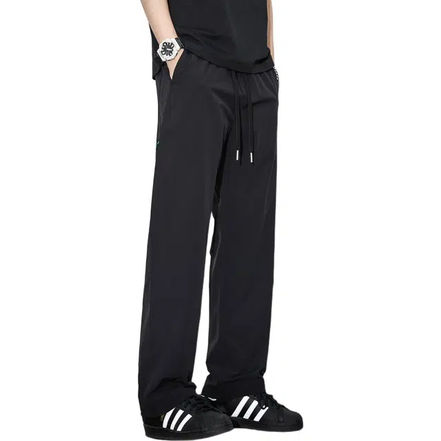 隐狼世家 简约宽松直筒中腰长裤休闲裤 男款