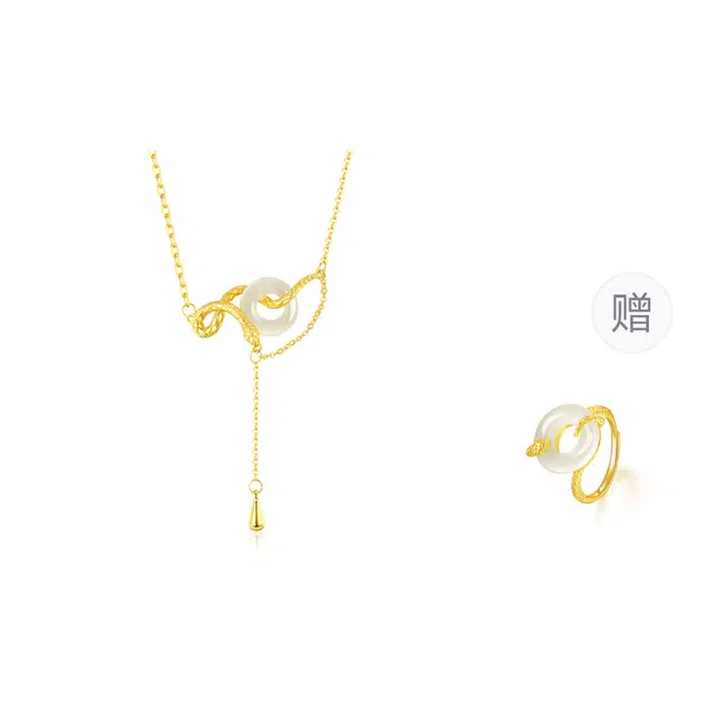 秦福炫 灵蛇平安扣 新中式复古生肖本命年蛇年吉祥转运日常气质百搭高级感好运 玉髓 玉石项链 女款