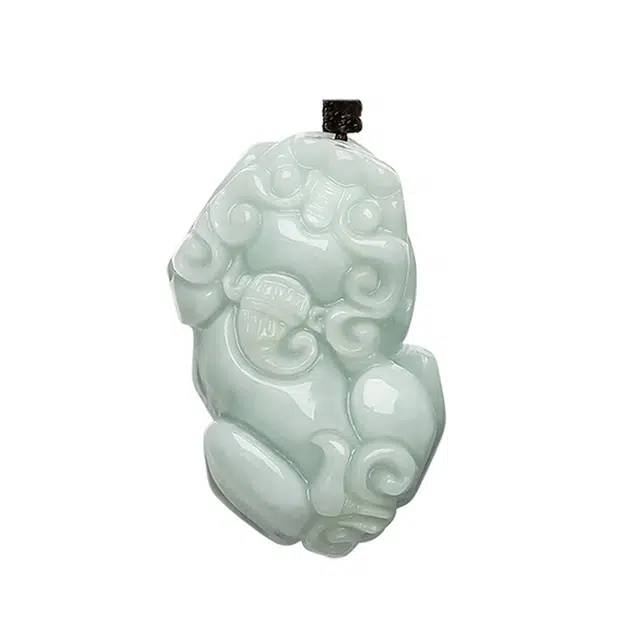 凤庙珠宝 貔貅编织绳吊坠 传承新中式瑞兽小吞金兽聚财纳福平安扣转运吊坠 豆种 翡翠项链 男女同款情侣款 礼盒