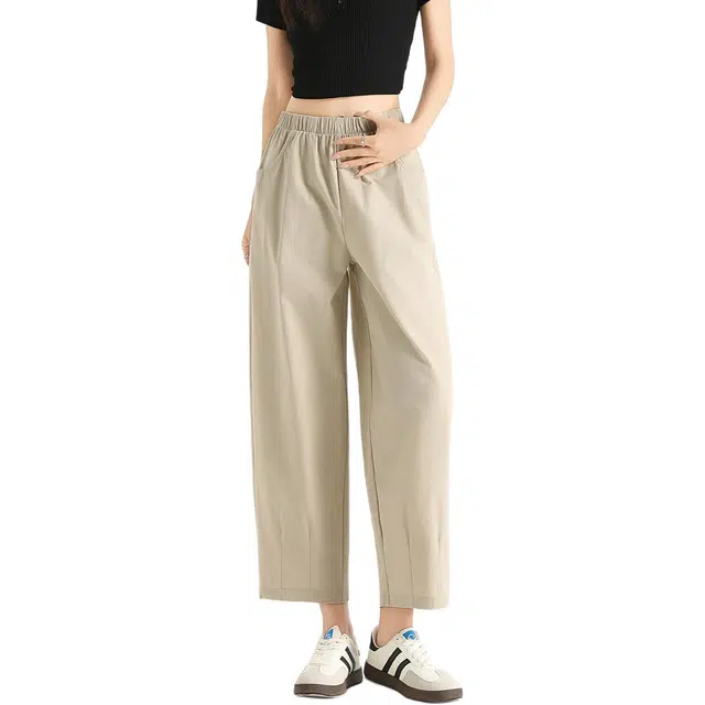 法文箱子 简约舒适百搭纯色宽松休闲裤 女款
