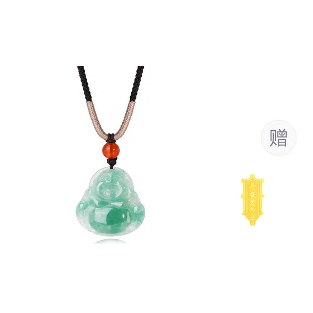 金六福吉祥 新中式国潮 精致简约国风设计 日常通勤百搭天然 非洲翠 项链 男女同款情侣款