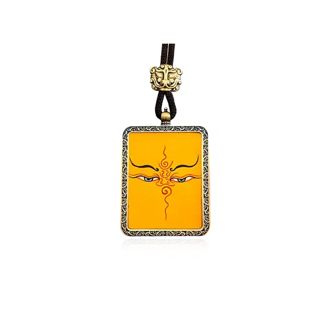 【正财偏财财源滚滚来】 重庆金店 智慧之眼唐卡 诸事顺利藏式大黑天国潮唐卡新中式白财神扎基拉姆编绳#好运 琉璃 项链 男女同款情侣款