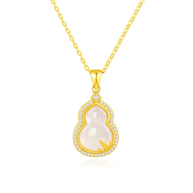 金六福吉祥 遇福禄葫芦 玉髓 项链 女款