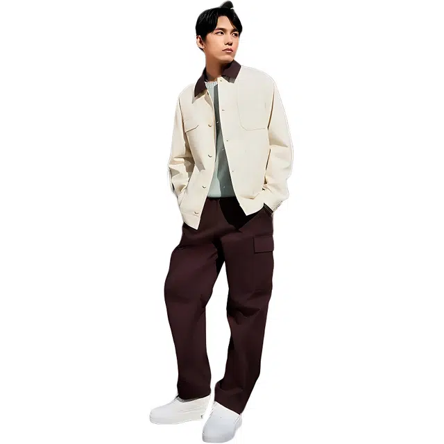 超级安踏 运动生活系列 纯色中腰系带舒适透气直筒休闲裤 男款 伽罗棕