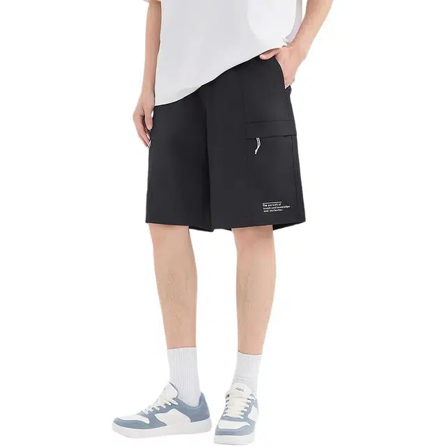 三福 夏季运动风休闲直筒中腰五分工装短裤 男款