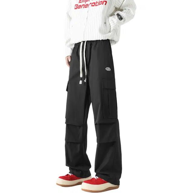 敦煌博物馆 美式复古直筒宽松褶皱多口袋百搭工装休闲裤 男女同款