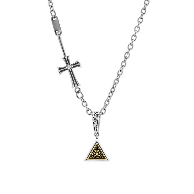 芊淑歆 荷鲁斯上帝之眼潮高级感复古双面可佩戴吊坠 钛钢 项链 男款