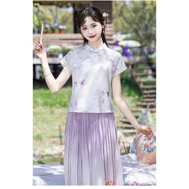 丝絮丝绸 新中式文艺民国风旗袍两件套裙装套装 女款