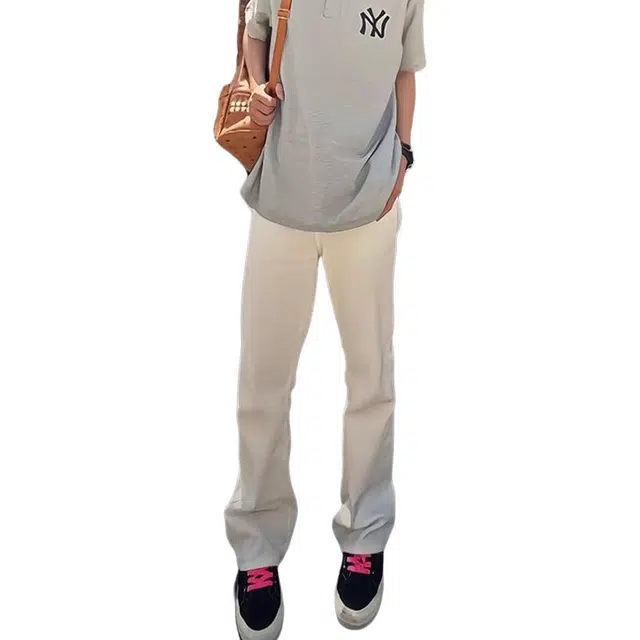 单爵 修身直筒薄款高街微喇裤牛仔裤 男女同款