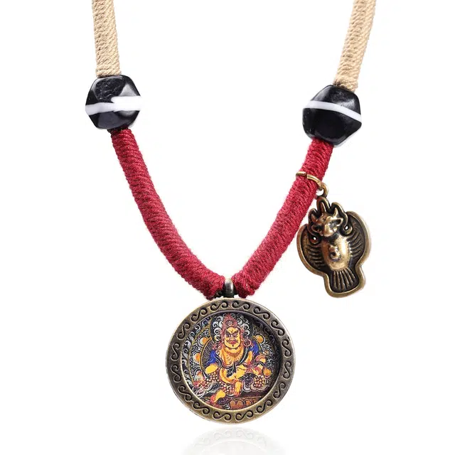 喃呢 藏式唐卡黄财神黑财神新中式都市文玩国风国潮旺福平安吉祥好运 合金 项链 男女同款情侣款