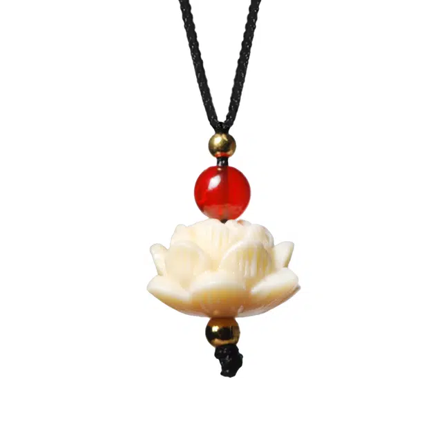 仙友 开运考公国潮新中式雕刻莲花吊坠招财纳福转运珠文玩八方来财平安喜乐上岸盘玩#好运 象牙果 项链 男女同款情侣款