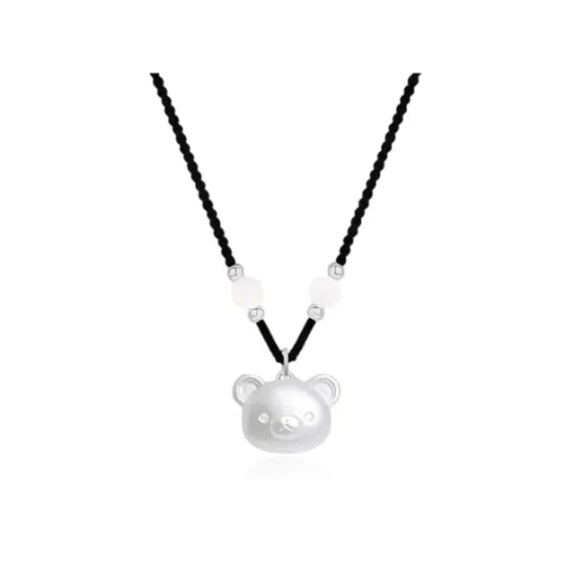 饰伴 新中式国潮 萌可小熊好运 可爱轻奢风 小众设计 精致百搭 温文尔雅 高级简约 合金 项链 男女同款情侣款