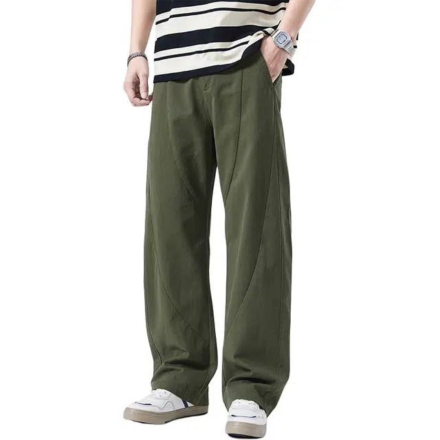 隐狼世家 美式复古弯刀裤设计感镰刀直筒阔腿裤垂感休闲裤 男款