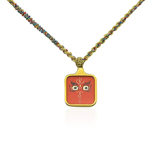 玉临门 国风红财神法眼唐卡热贡手绘 合金 项链 男女同款情侣款 礼盒装