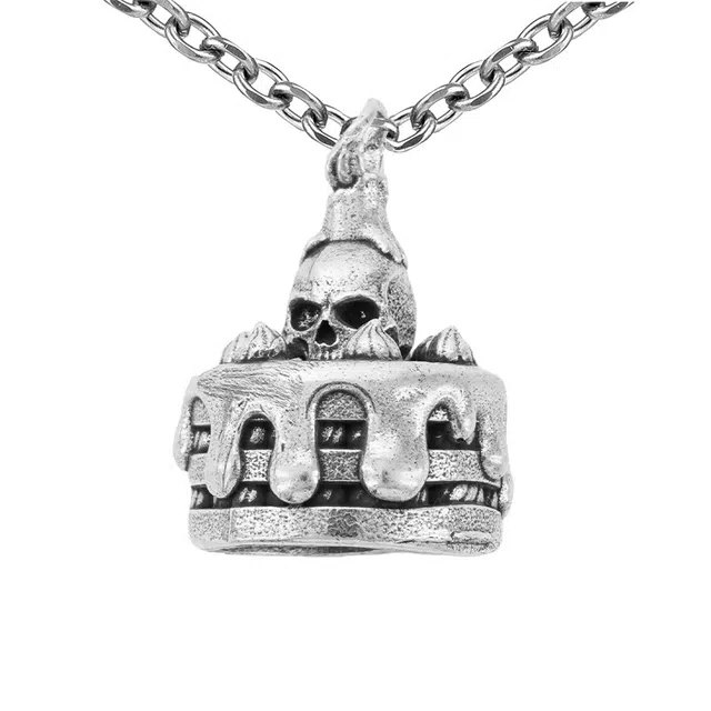 【免费刻字】 白木黑冰 骷髅甜品蛋糕小众潮流时尚新中式高级感 银合金 项链 男款 礼盒