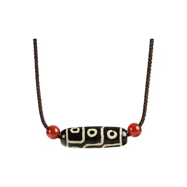 玉临门 国潮藏式编织吉祥平安转运九眼天珠 玛瑙 玉石项链 男女同款情侣款