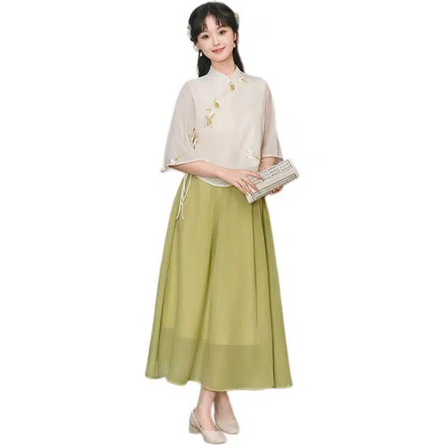 丝絮丝绸 新中式复古旗袍裙装套装 女款