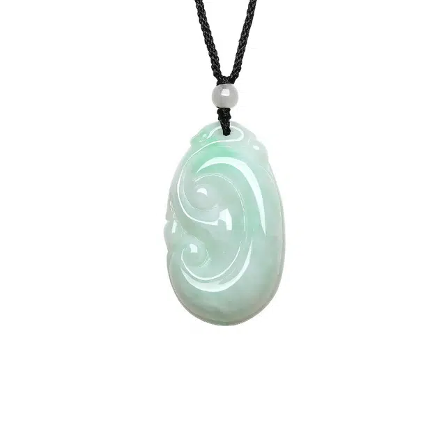 凤庙珠宝 事事如意传承祥云平安吉祥新中式 糯种 翡翠项链 男女同款情侣款 礼盒