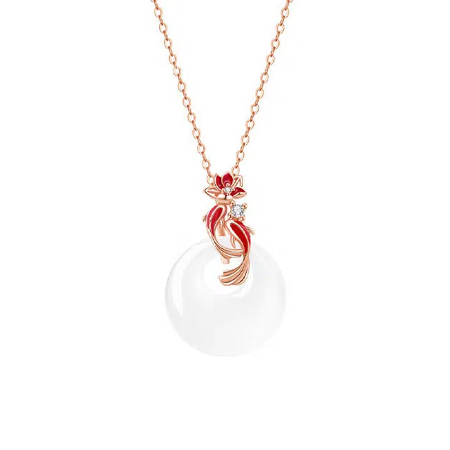 周帝王 莲欢锦鲤平安扣 琉璃 项链 男女同款情侣款