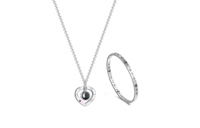 迎百宝 时光恋人 永恒宇宙爱情爱的记忆小众设计感小心机袒露心声爱意 精致百搭高级感约会饰品 锁骨链 合金 项链 女款