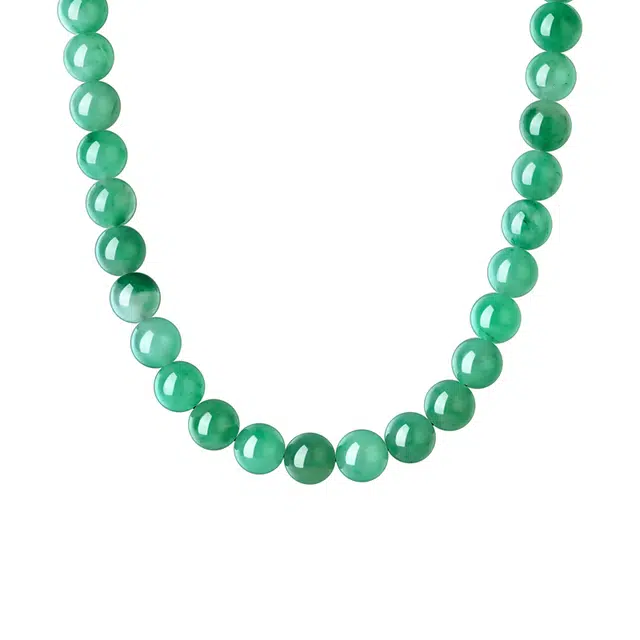 梦金园 国风华贵东方美玉 莹润细腻转运珠 日常百搭#好运 非洲翠 玉石项链 女款