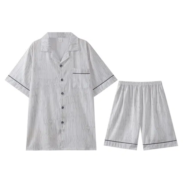 向薇 夏季冰丝短袖短裤夏天薄款男士凉感家居服可外穿睡衣套装 男款