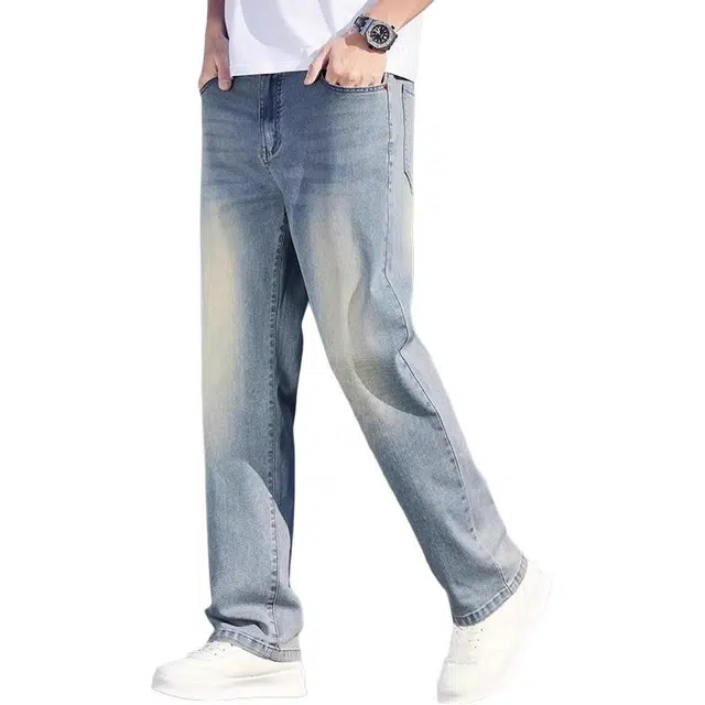 炳盛 薄款复古宽松直筒潮牌休闲商务百搭长裤牛仔裤 男女同款