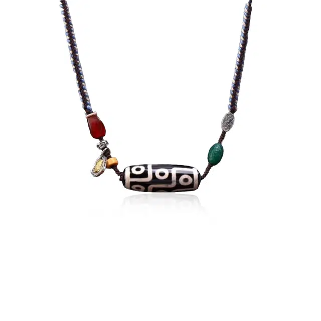 【已祝福加持】 玉临门 事事顺遂 万事亨通 藏式纯手工编绳天珠横穿项链绳文玩挂件 玛瑙 玉石项链 男女同款情侣款