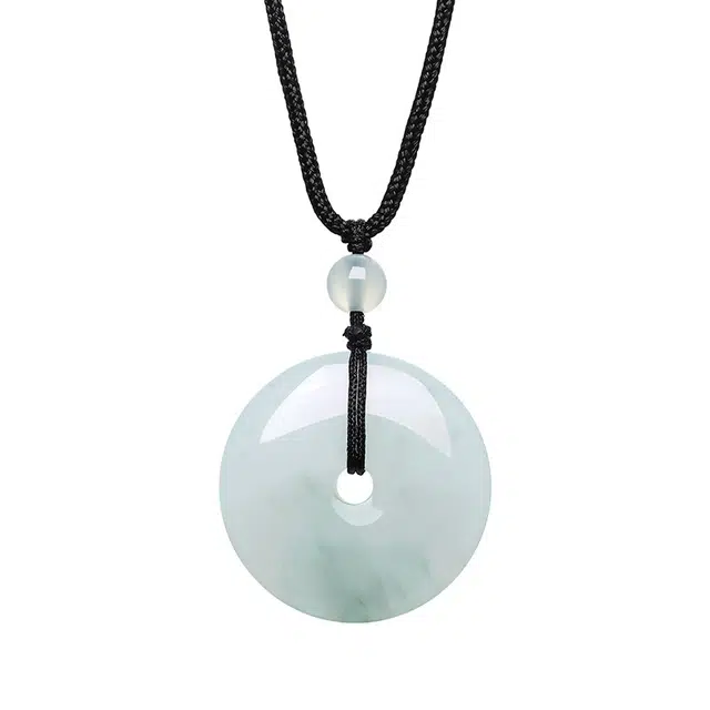 六桂福珠宝 福运平安扣 简约时尚小众设计 守住幸福 扣住平安#好运 天山翠 玉石项链 男女同款情侣款