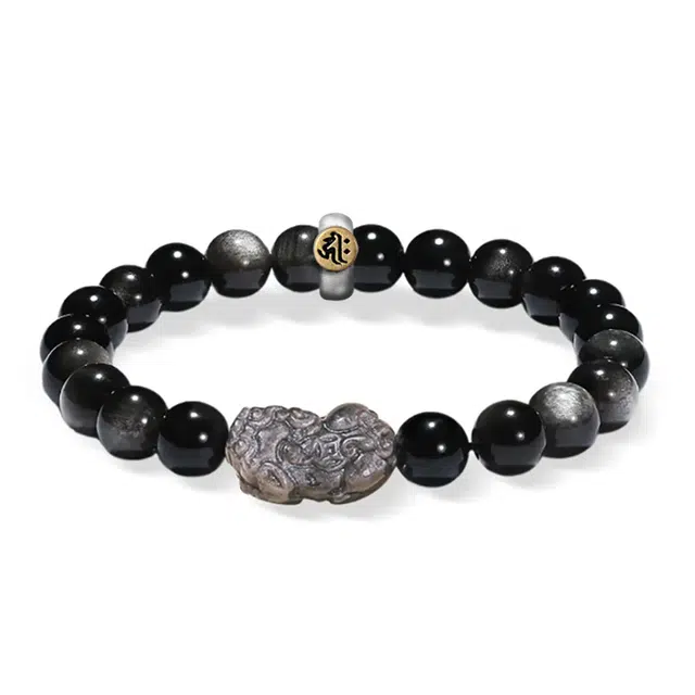 【正能量莓烦恼】 琉堇 貔貅招财吞金兽八方来财文玩串珠 新中式本命年十二生肖转运守护平安佛珠#好运 黑曜石 手串 男女同款情侣款
