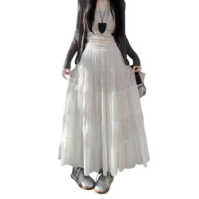 水中花 通勤百搭韩版拼接纯色时尚休闲长裙 女款