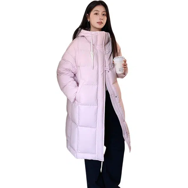 鸭鸭 保暖百搭时尚韩版中长款休闲长袖羽绒服 女款