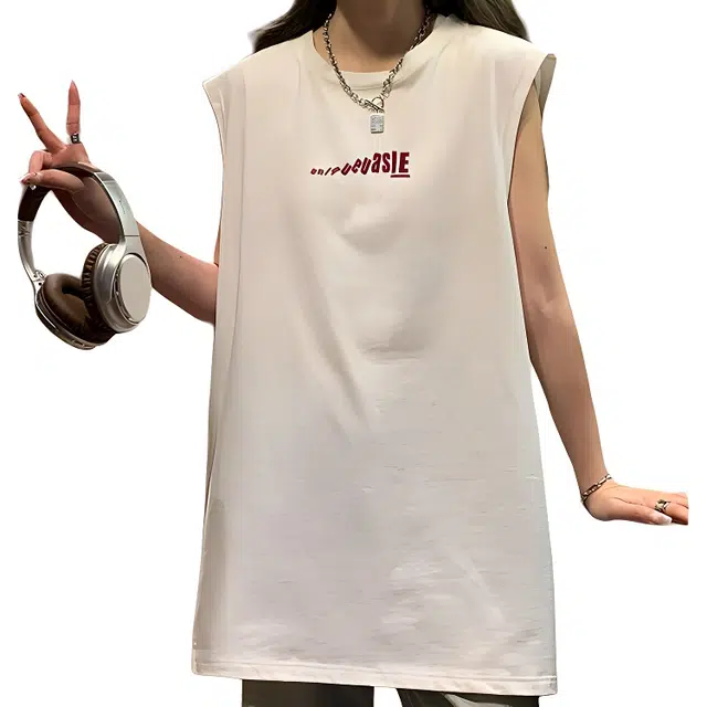 颂希尔 美式坎肩外穿纯棉宽松无袖运动上衣潮背心 男女同款