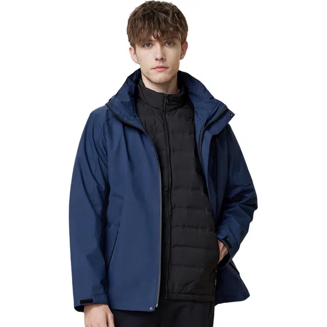 红豆 可单穿内胆三合一户外山系徒步登山保暖羽绒服 男款