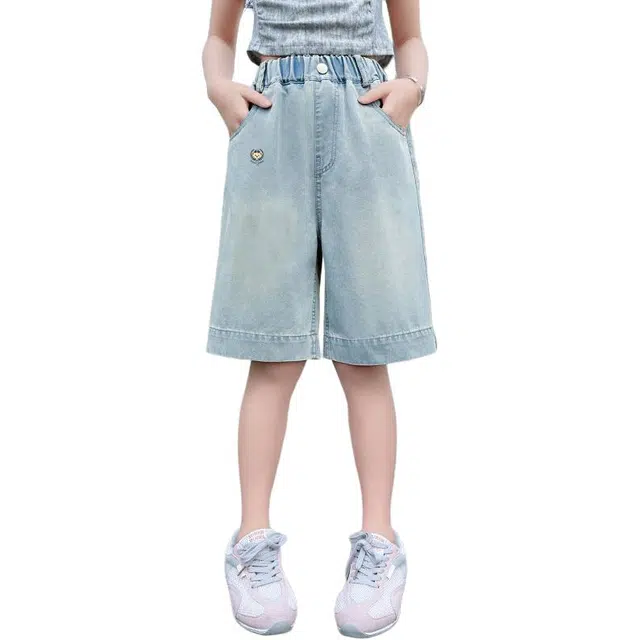 泰迪珍藏 潮流亲肤纯色洋气五分短裤 儿童款 蓝色