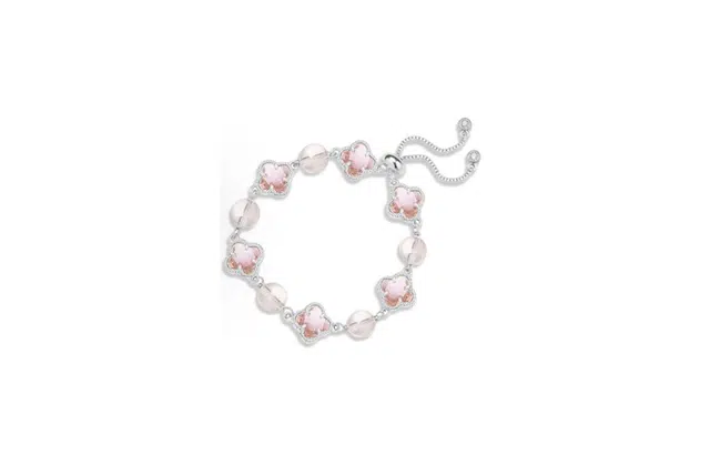 迎百宝 浪漫主义 设计感水晶粉招桃花旺人气幸运四叶草 繁花似锦招财猫咪在逃公主灵动气质温柔优雅合成/人造 琉璃 项链 男女同款情侣款