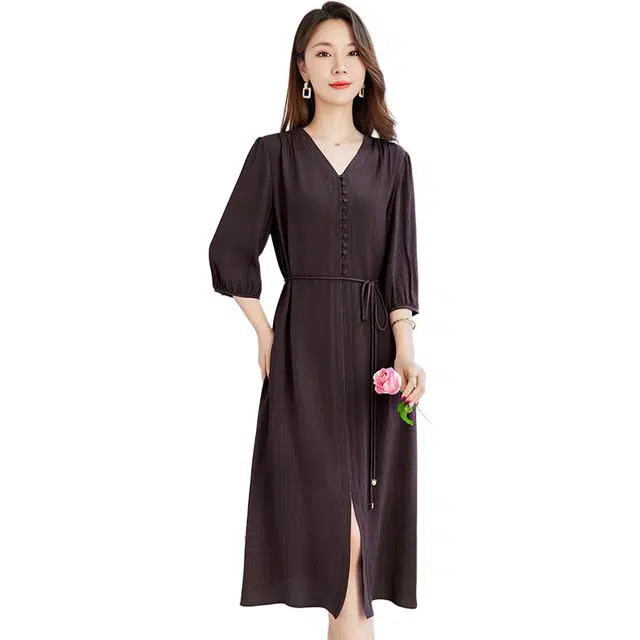 水墨佳人 柔软亲肤舒适时尚设计百搭短袖连衣裙 女款