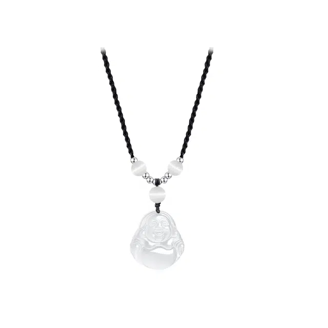 中国珠宝 喜笑弥勒佛 新中式本命年笑脸佛公国风好运平安顺遂诸事皆顺#好运 吉祥如意 玉髓 玉石项链 男女同款情侣款