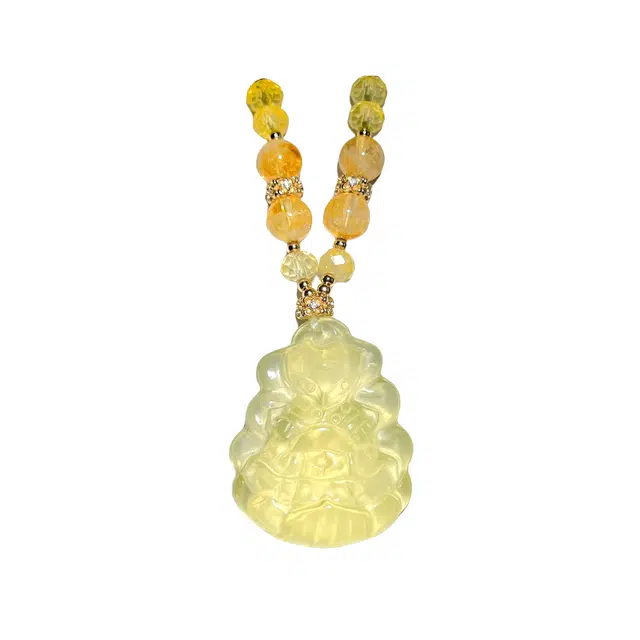 丰运阁 有求必应九尾狐 招财纳福祥瑞智慧 象征财富与活力遇贵人提升气质 增强能量守护好运天然 黄水晶 项链 男女同款情侣款