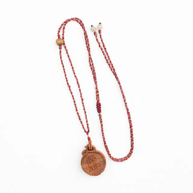仙源 多财多福盘蛇消太太牌国潮复古风小众设计高级感民族风藏式 好运 檀木 木作项链 男女同款情侣款