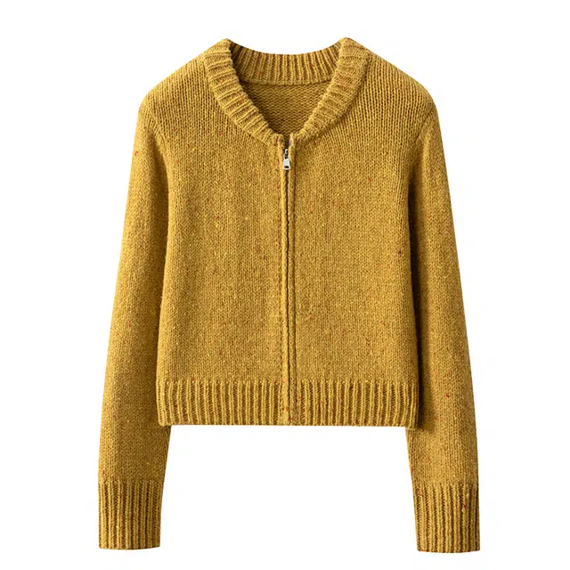 红蜻蜓 纯色拉链开衫舒适休闲长袖针织衫 女款