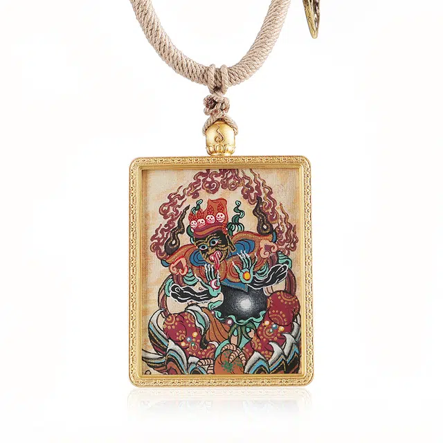 喃呢 精工手绘藏式热贡唐卡赤炼魔焰盛世扎基拉姆 新中式国风国潮旺福平安吉祥好运 铜合金 项链 男女同款情侣款
