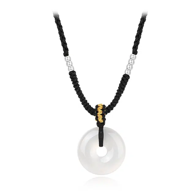 秦福炫 平安顺遂喜乐平安扣 新中式国潮复古圆满和谐福气满满时尚简约 玉髓 项链 男女同款情侣款