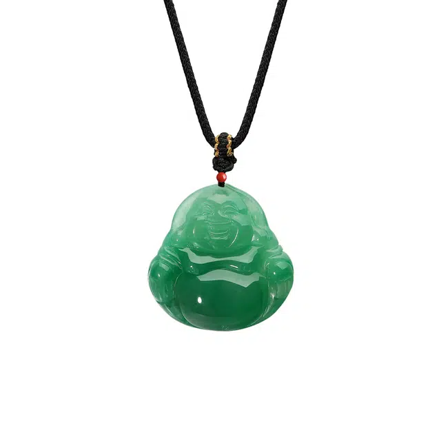 【佛佑母亲】 喜宝春花 温润如翠诸事顺利平安喜乐本命佛弥勒佛公小众国风新中式转运上岸轻奢百搭好运天然 非洲翠 项链 男女同款情侣款