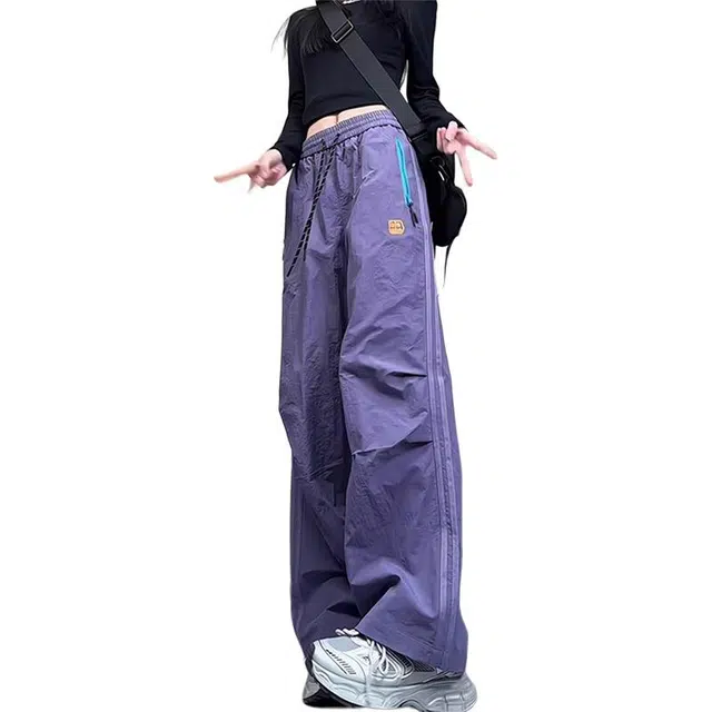 单爵 美式褶皱伞兵裤薄款运动速干休闲裤 男女同款